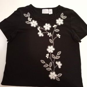 ALFRED DUNNER BLACK EMBELLISHED PETITE